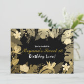 トロピカルガーデン 葉 ゴールド&ブラックの招待状 招待状 (スタンド正面)