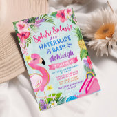トロピカルガーリーウォータースライド誕生日招待状 招待状