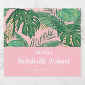 トロピカルガーリーピンクバチェロレッテ週末パーティー スパークリングワインラベル (シングルラベル)