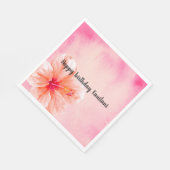 トロピカルガーリーピンクピーチハイビスカスフラワー スタンダードランチョンナプキン (角)