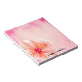 トロピカルガーリーピンクピーチハイビスカスフラワー ノートパッド (アングル)