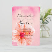 トロピカルガーリーピンクピーチハイビスカスフラワー 招待状 (スタンド正面)