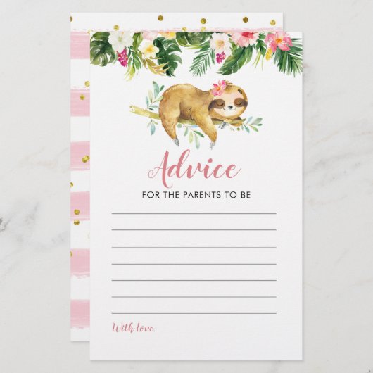 トロピカルガールスロスベビーシャワーアドバイスfor保護者 (正面/裏面)