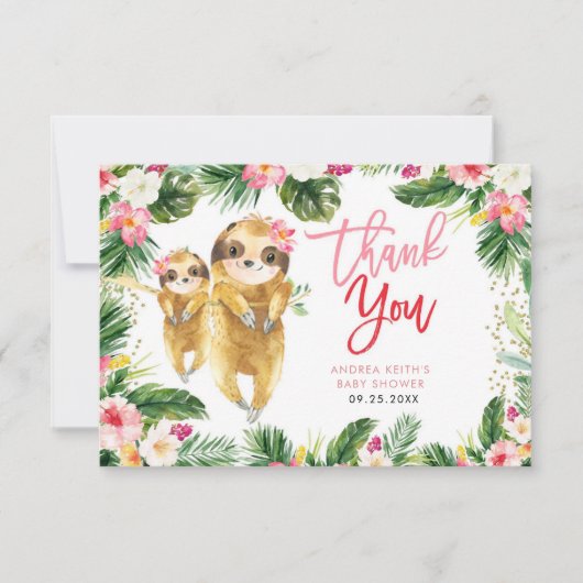 トロピカルガールスロスベビーシャワーサンキューカード サンキューカード (正面)