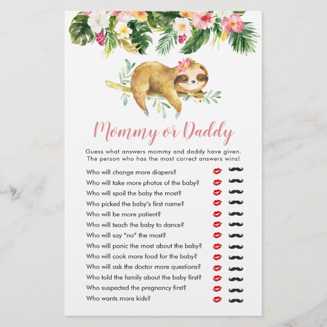 トロピカルガールスロスベビーシャワーママまたはパパ (正面)