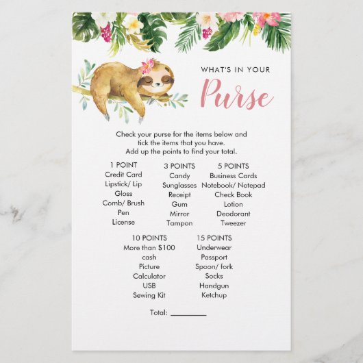 トロピカルガールスロスベビーシャワー財布ゲーム (正面)