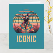 トロピカルキャットアティートポストカード カード (黄色い花)