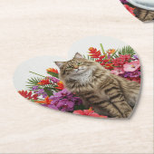 トロピカルキャットハート紙コースターデザイン。 ペーパーコースター (アングル)