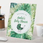 トロピカルキャリッジ&ジャングルベビーシャワーへようこそ 台座サイン (インサイチュ)