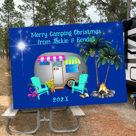トロピカルキャンピングクリスマスシルバートレイラーカード 招待状