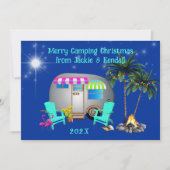 トロピカルキャンピングクリスマスシルバートレーラーカード 招待状 (正面)