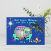 トロピカルキャンピングクリスマスシルバートレーラーカード 招待状 (スタンド正面)