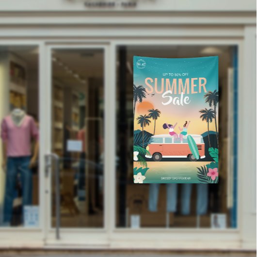 トロピカルキャンピングサマーセールビジネス広告 横断幕