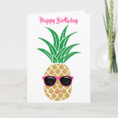 トロピカルキュートパイナップルサングラス誕生日 カード (正面)
