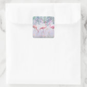 トロピカルキュートファミリーピンクフラミンゴ スクエアシール (バッグ)