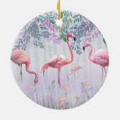 トロピカルキュートファミリーピンクフラミンゴ セラミックオーナメント (裏面)