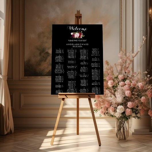 トロピカルクラシックブラックのアルファベット座席表 ポスター