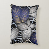 トロピカルクラスはブルー、シルバー、金ゴールドフローラ アクセントクッション (裏面(縦))