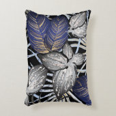 トロピカルクラスはブルー、シルバー、金ゴールドフローラ アクセントクッション (正面(垂直))