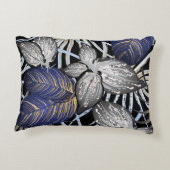 トロピカルクラスはブルー、シルバー、金ゴールドフローラ アクセントクッション (裏面)