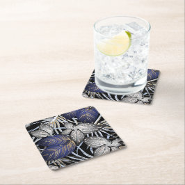 トロピカルクラスはブルー、シルバー、金ゴールドフローラ スクエアペーパーコースター