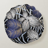 トロピカルクラスはブルー、シルバー、金ゴールドフローラ ラウンドクッション (裏面)