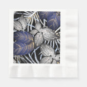 トロピカルクラスはブルー、シルバー、金ゴールドフローラ 縁ありランチョンナプキン (正面)