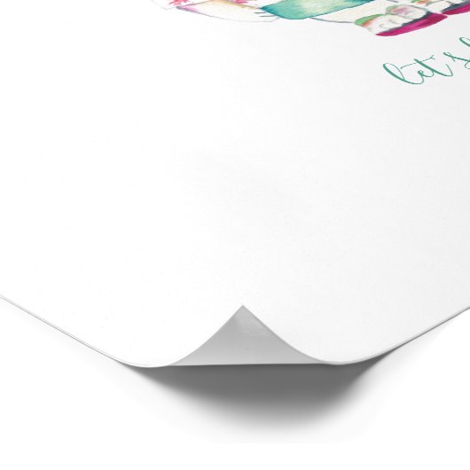 トロピカルクリスマスウォーターカラーアート ポスター (角)