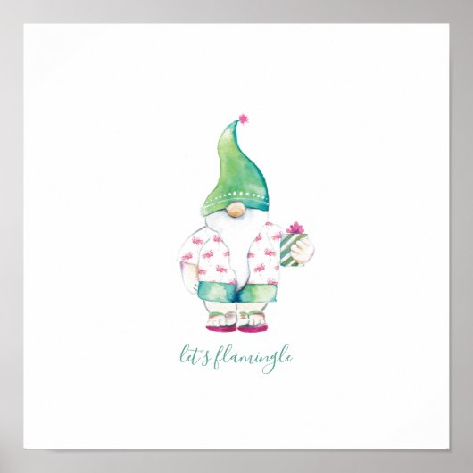 トロピカルクリスマスウォーターカラーアート ポスター (正面)