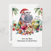 トロピカルクリスマスコクテールパーティー招待状 シーズンポストカード (正面/裏面)