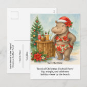 トロピカルクリスマスコクテールパーティー招待状 シーズンポストカード (正面/裏面)