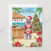 トロピカルクリスマスコクテールパーティー招待状 シーズンポストカード (正面/裏面)