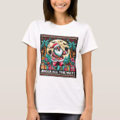 トロピカルクリスマスサンタおもしろい女子Tシャツ Tシャツ (正面)