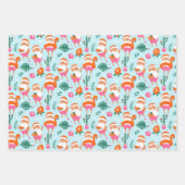 トロピカルクリスマスサンタラッピング紙セット3 ラッピングペーパーシート (正面)