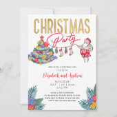 トロピカルクリスマスサンタ招待状カード 招待状 (正面)