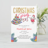 トロピカルクリスマスサンタ招待状カード 招待状 (スタンド正面)