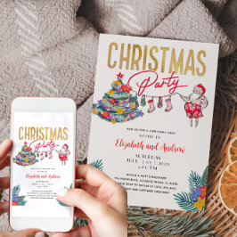 トロピカルクリスマスサンタ招待状カード 招待状