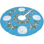 トロピカルクリスマスサンドドルスターフィッシュティール(緑がかった色) ブラッシュドポリエステルツリースカート (アングル)