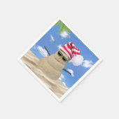 トロピカルクリスマスサンド雪だるま スタンダードカクテルナプキン (角)