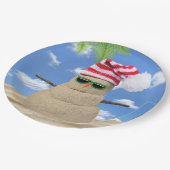 トロピカルクリスマスサンド雪だるま ペーパープレート (アングル)