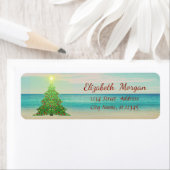 トロピカルクリスマスツリー、ビーチ ラベル (インサイチュ)