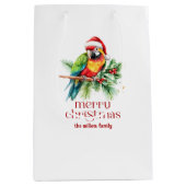 トロピカルクリスマステーマサンキューユーレトロ文字 ミディアムペーパーバッグ (正面)