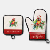 トロピカルクリスマステーマサンキューユーレトロ文字 鍋つかみ&鍋敷きセット (正面)