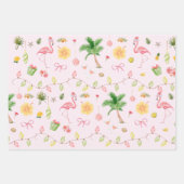 トロピカルクリスマスハワイビーチサンタフラミンゴ ラッピングペーパーシート (正面2)