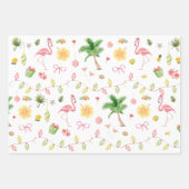 トロピカルクリスマスハワイビーチサンタフラミンゴ ラッピングペーパーシート (正面)