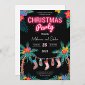 トロピカルクリスマスパーティの招待状カード 招待状 (正面/裏面)