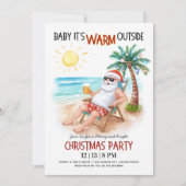 トロピカルクリスマスパーティーの招待状 "Baby It's Warm Outside" 招待状 (正面)