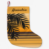 トロピカルクリスマスパームツリーサンセットビーチ スモールクリスマスストッキング (正面)