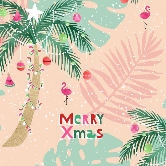トロピカルクリスマスパームツリーメリークリスマス ラッピングペーパー