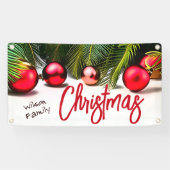 トロピカルクリスマスパームツリーレッドグリーンファミリー名 横断幕 (横)